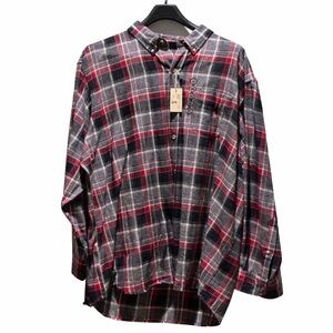 REDHEAD Men’s Size 4XL Plaid Flannel Shirt Red Ivory Gray Long Sleeve NEW NWT